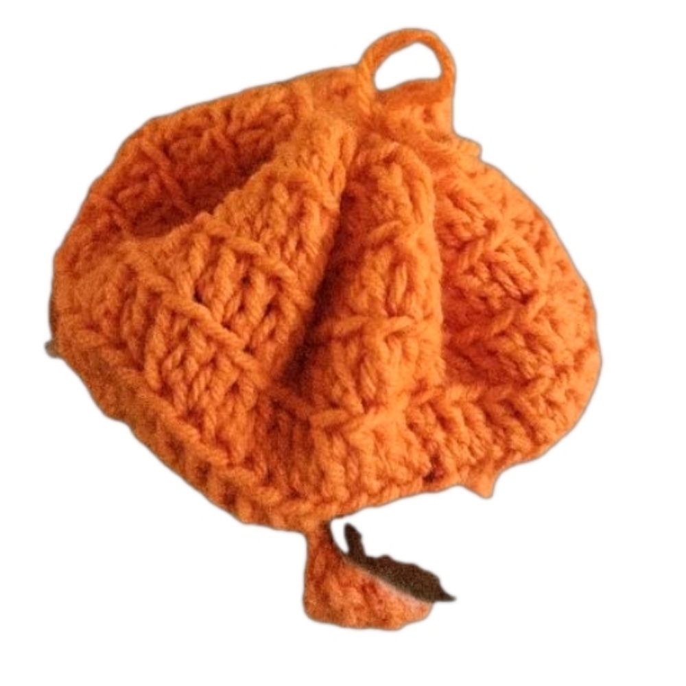 Handmade Halloween Crochet Pumpkin Hat for Cats or Small Dogs – Fall Pet Costume - Picture 6 of 16